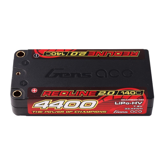 Gens ace 4400mAh 2S 140C 7.6V HV Shorty Redline 2.0 Lipo Battery w/ 5mm bullet