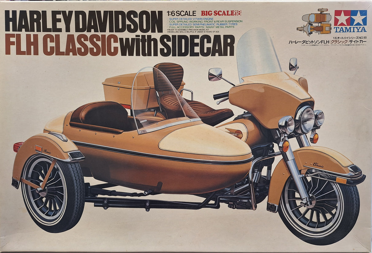 *Vintage, Damaged* Tamiya 1:6 Harley Davidson FLH Classic w/Sidecar