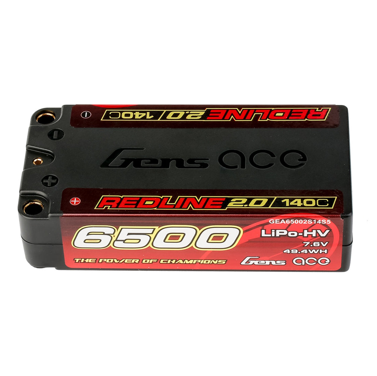 Gens ace Redline 2.0 6500mAh 2S 140C 7.6V Shorty Lipo Battery with 5.0mm bullet