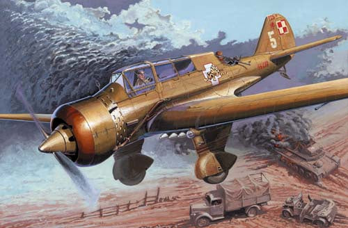 *Damaged* Mirage 1:48 PZL-23B Bomber Kampania 1939 (LW)