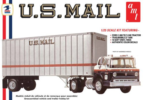 AMT 1:25 FORD C900 US MAIL TRUCK W/USPS TRAILER