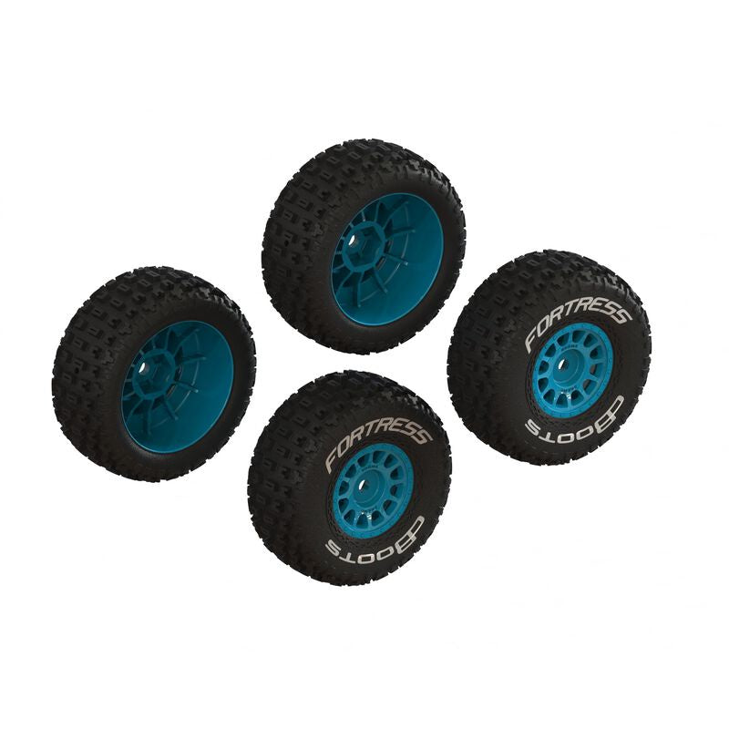 Arrma 1/16 dBoots Fortress Tire Set Glued Blue (2 Pairs) for Mojave Grom