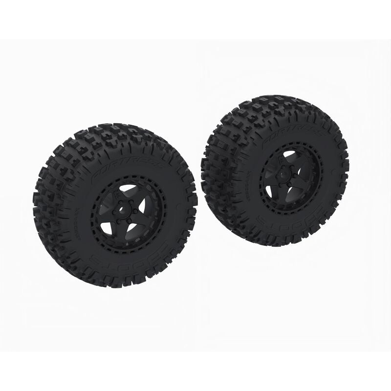DBOOTS 'FORTRESS SC' Tire Set Glued (Black) (2pcs) Senton Fury 223S by ARRMA