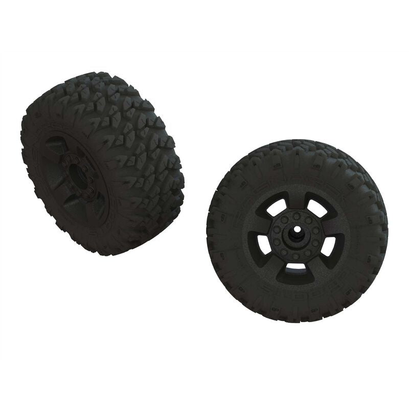Arrma dBoots 'Ragnarok Mt' Tire Set Glued Black (2) 2.8 wheel 5.15 tyre with 14mm Hex Fits Mega or 3S BLX Big Rock, Granite, Vorteks
