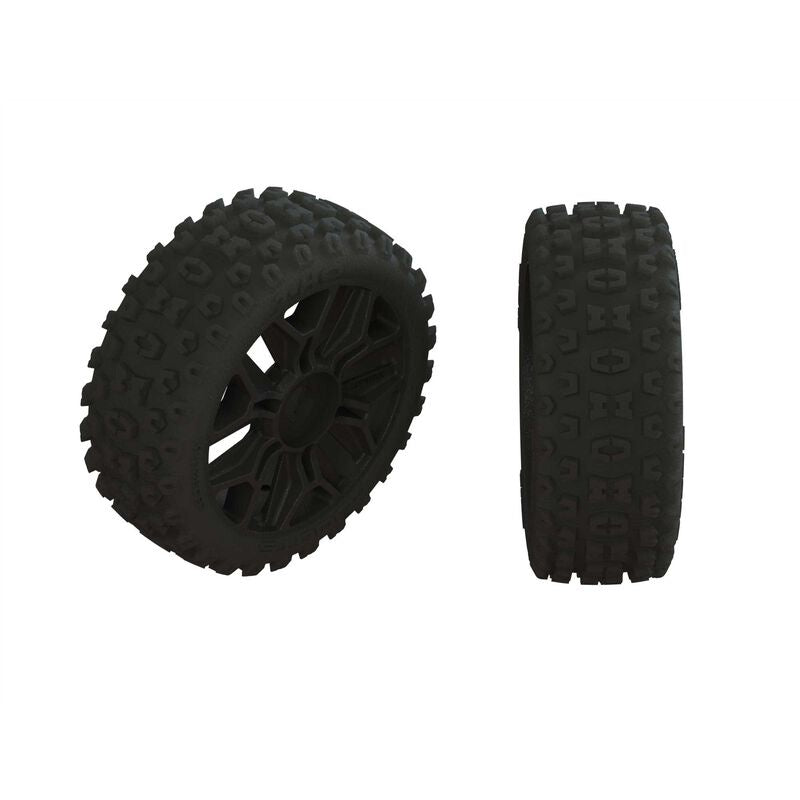 Arrma Dboots '2HO' Tire Set Glued Gun Metal (2) 17mm Hex fit 1/8th Typhon Mega and BLX 3S