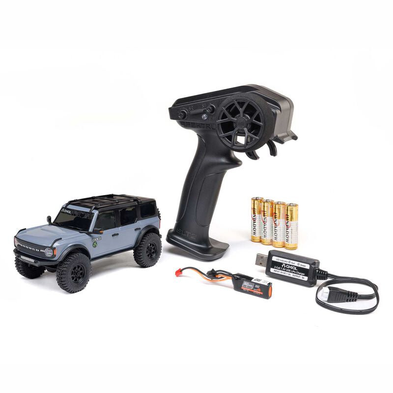 1/30 SCX30 Ford Bronco 4X4 RTR Brushed Rock Crawler (Battery & Charger Included), Gray