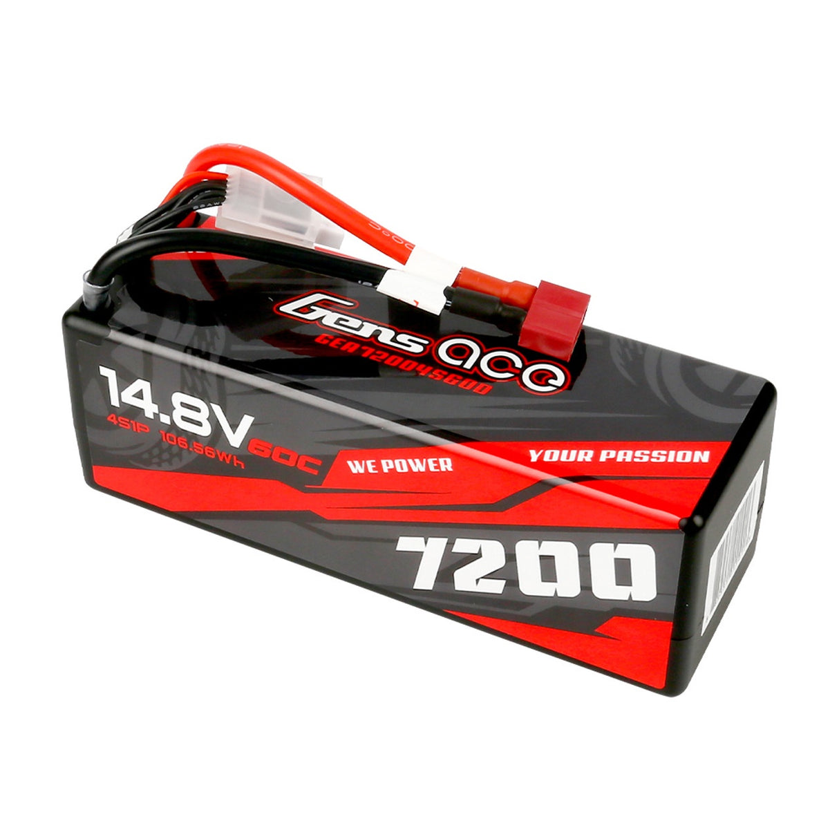 Gens Ace 7200mAh 4S 14.8v 60C Hardcase Lipo W/EC5