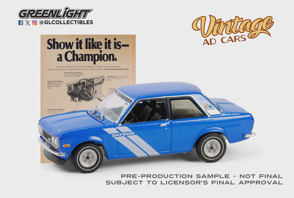 Greenlight 1:64 1972 Datsun 510 Blue/White