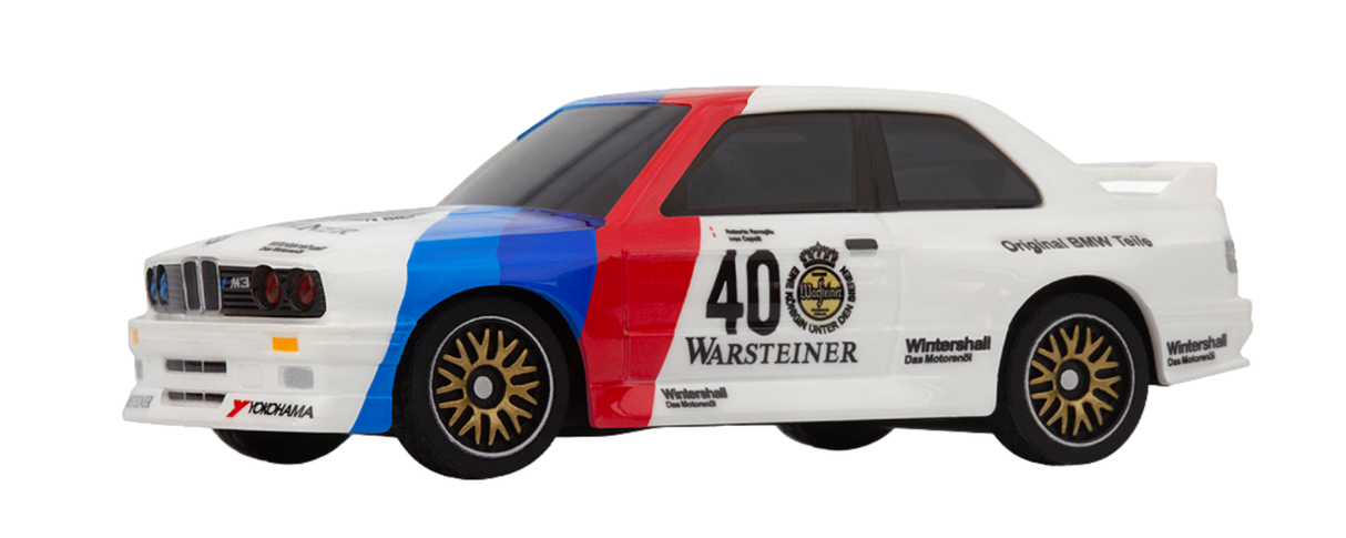 1/64 Nano-TTR 1987 BMW M3 E30 Warsteiner RTR 2WD Micro RC Car (White)