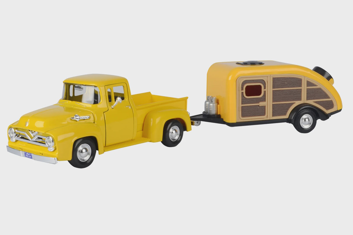 MotorMax 1/24 1955 Ford F-100 Pickup with House Trailer