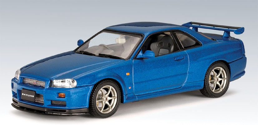 "Pre Owned" Autoart 1:43 1999 Nissan Skyline R34 GTR Blue
