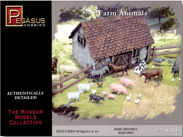 Pegasus Hobbies 1/72 Assorted Farm Animals (64 pcs)
