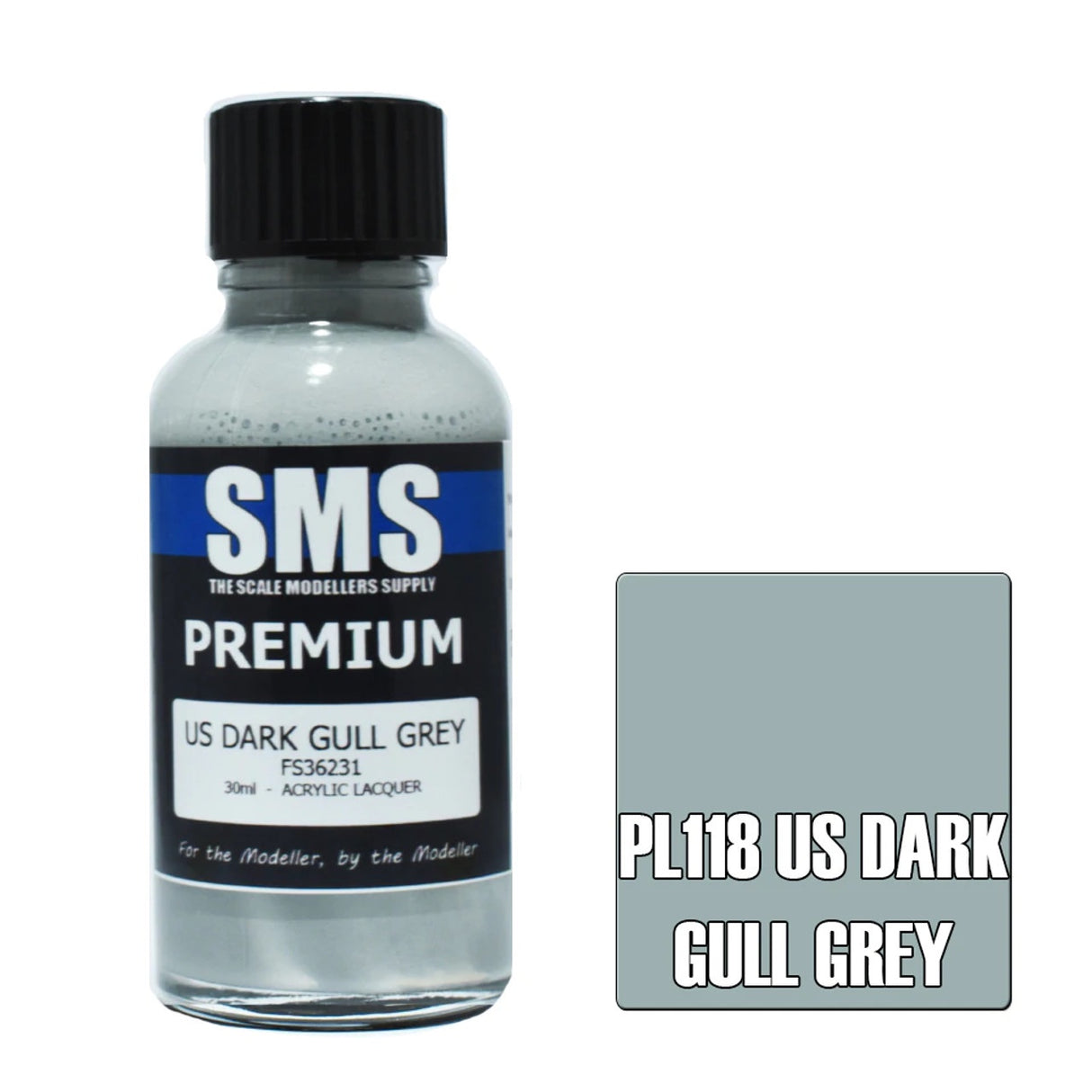 SMS #PL118 Premium U.S Dark Gull Gray Acrylic Lacquer 30mL