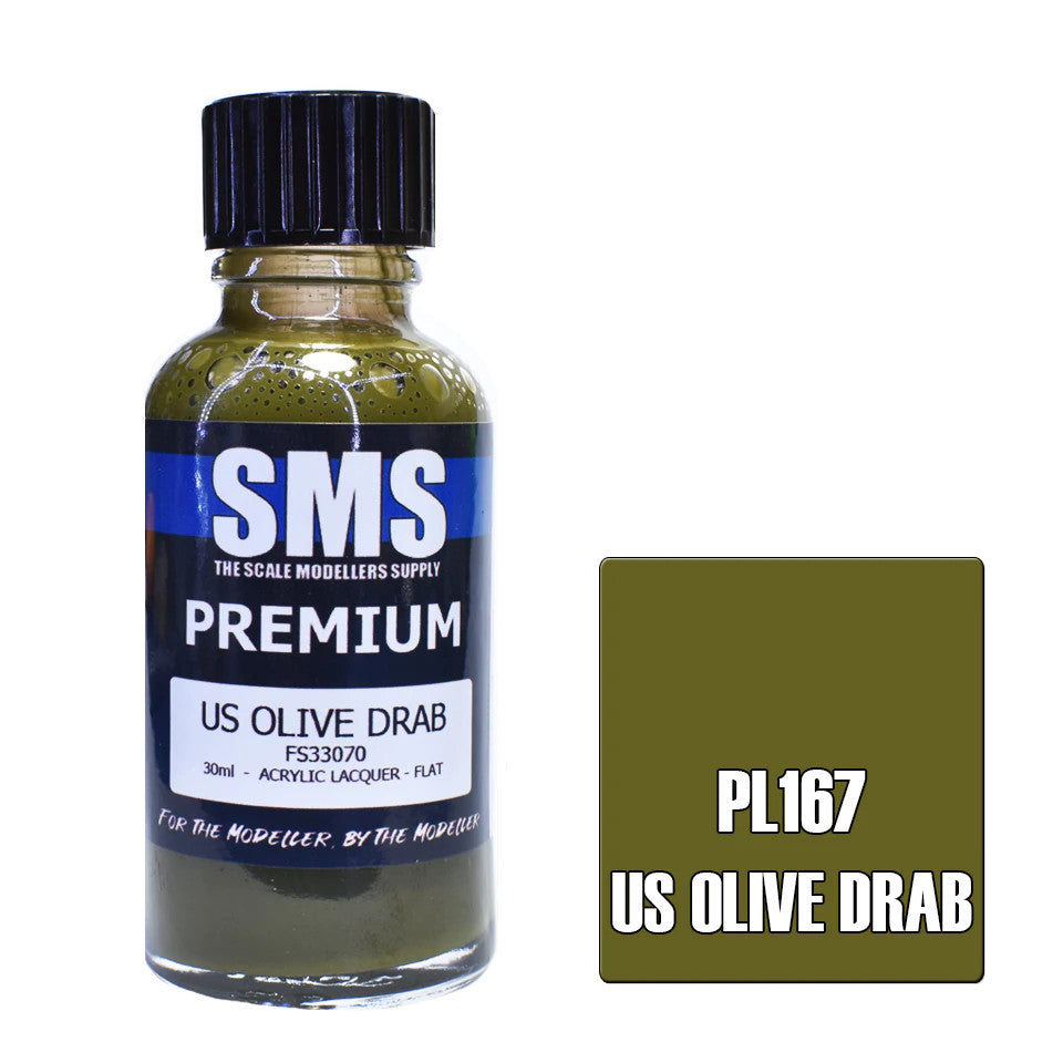 SMS #PL167 Premium U.S OLive Drab Acrylic Lacquer 30mL
