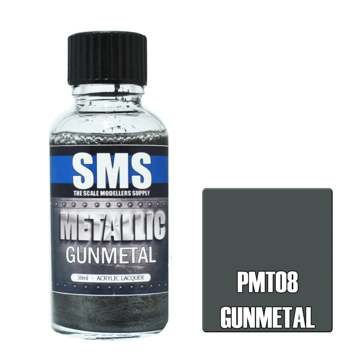 SMS #PMT08 Metallic Gunmetal Acrylic Lacquer 30ml