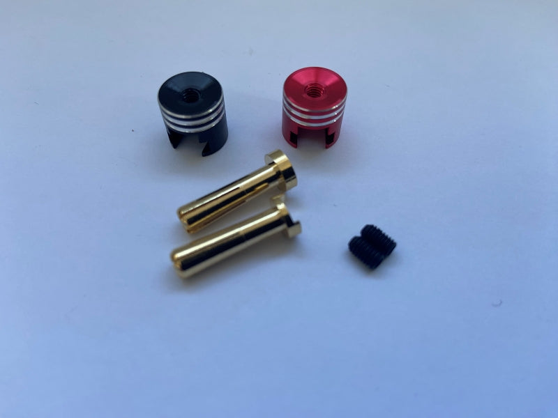 RC Pro Heatsink Bullet Plug Grips with 4mm Bullets (Black/Red)