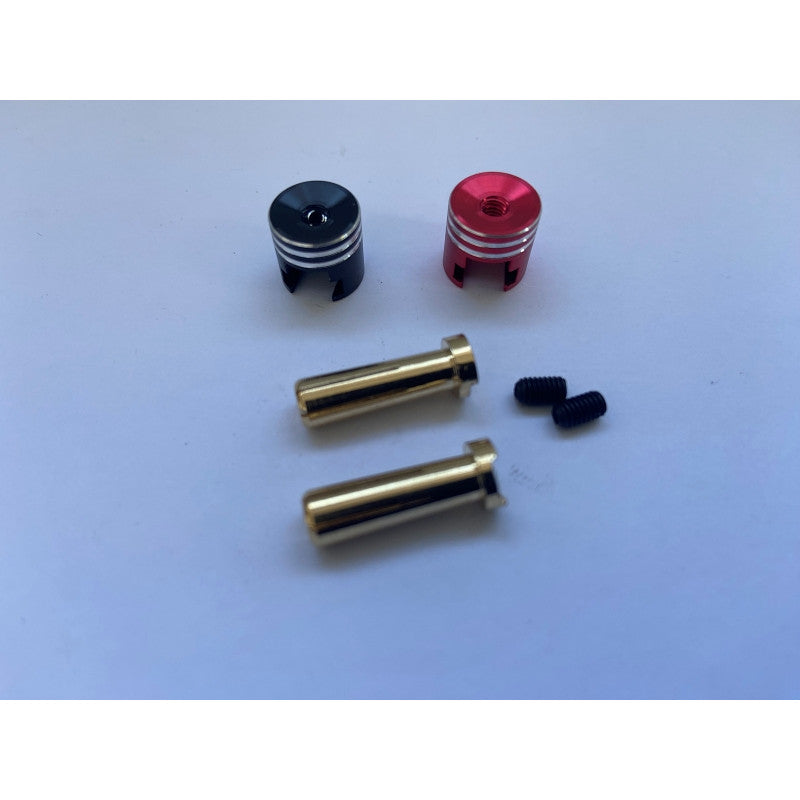 RC Pro Heatsink Bullet Plug Grips with 5mm Bullets (Black/Red)