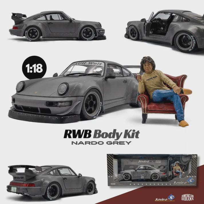 Porsche RWB Bodykit 2024 Nardo Grey w/ "Akira Nako" Figure