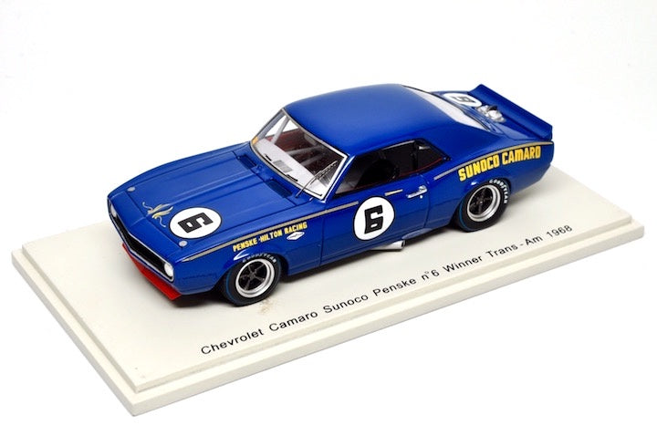 "Pre owned" Spark 1:43 Chevrolet Camaro Sunoco Penske #6 Winner Tans Am 1968