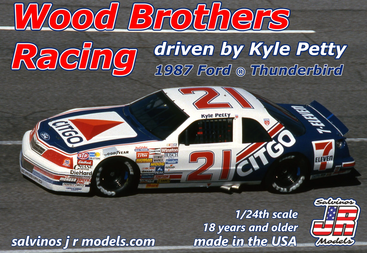 Salvino's JR 1:24 Kyle Petty #21 Wood Brothers '87 Ford Thunderbird Citgo