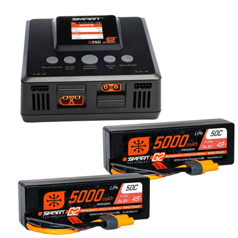 Smart Powerstage 8S Surface Bundle: (2) G2 5000mAh 4S LiPo IC5 and S250 Charger