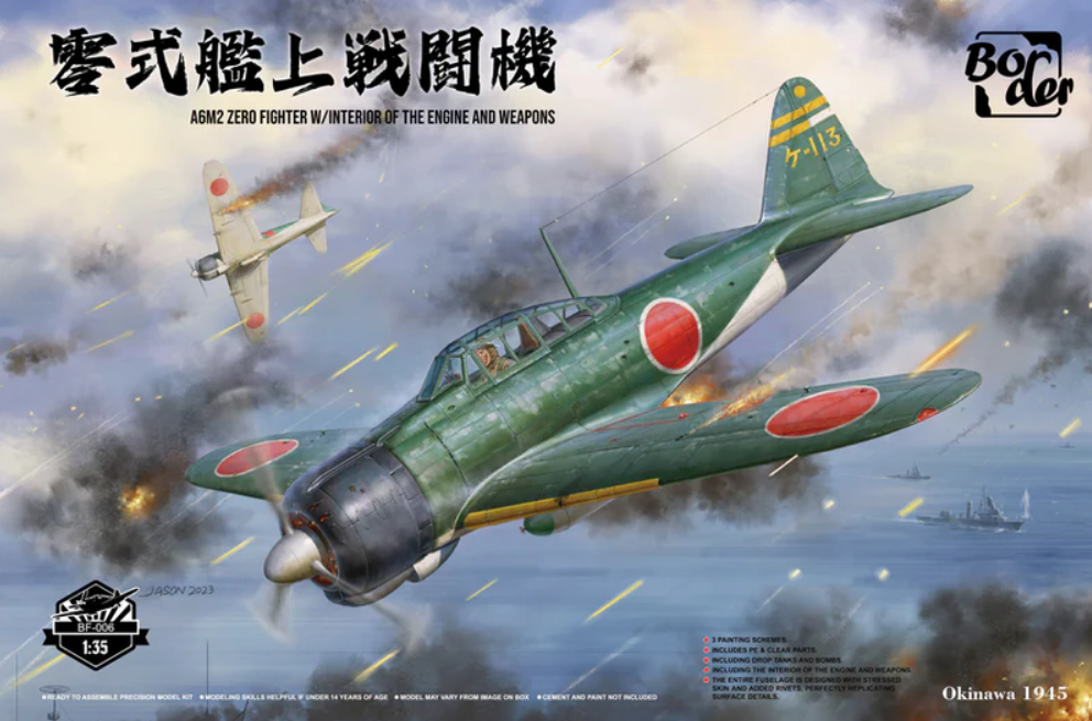 Border 1:35 IJN A6M2 Zero Fighter w/Engine & Weapons Interior