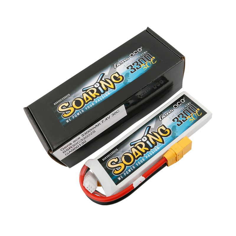Gens Ace Soaring 3300mah 2S 7.4V 30C LiPo Battery
