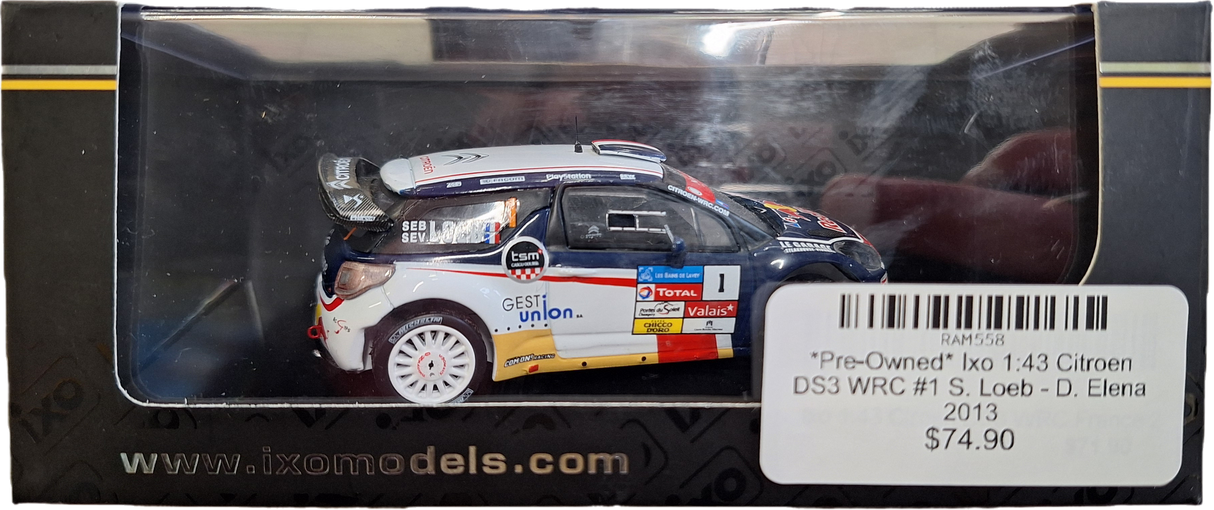 *Pre-Owned* Ixo 1:43 Citroen DS3 WRC #1 S. Loeb - D. Elena 2013