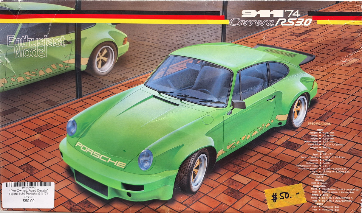 *Pre-Owned, Aged Decals* Fujimi 1:24 Porsche 911 '74 RS3.0