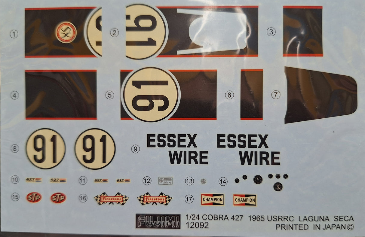 *Aged Decals* Fujimi 1:24 Cobra 427 S/C 1965 USRRC
