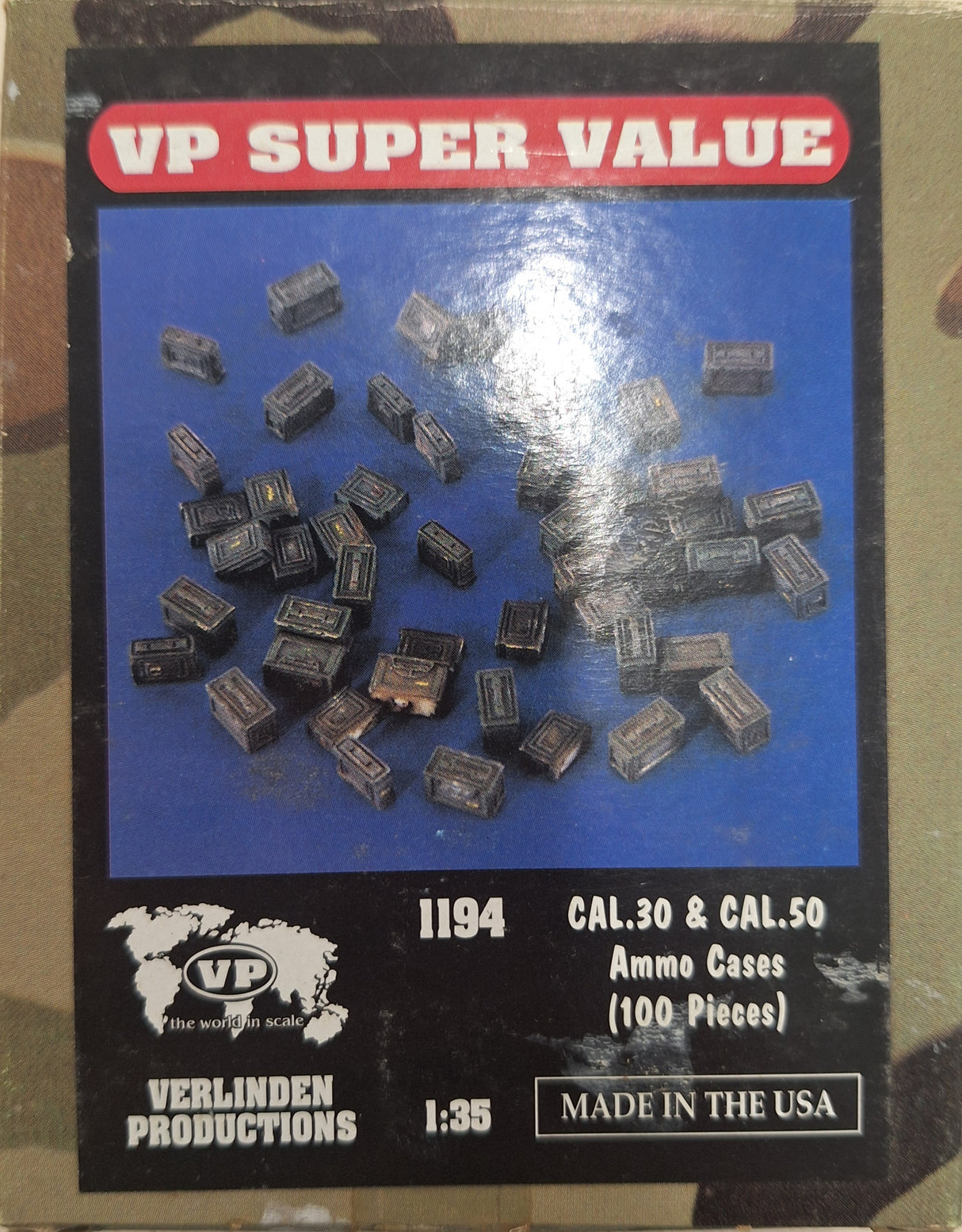 VP 1:35 Cal.30 & Cal.50 Ammo Cases (100 Pieces) Resin Set