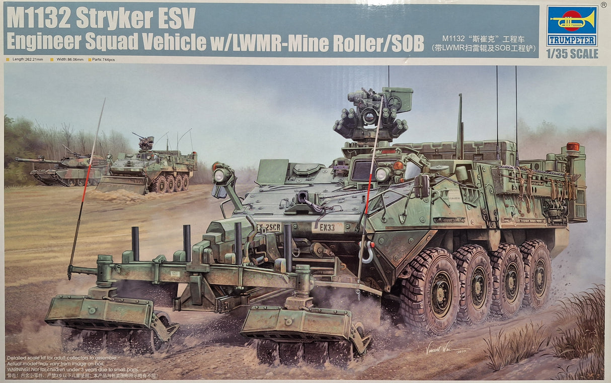 Trumpeter 1:35 M1132 Stryker ESV w/LWMR-Mine Roller/SOB (LW)