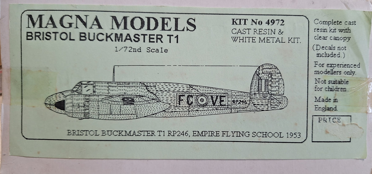 *Vintage, Aged Parts* Magna 1:72 Bristol Buckmaster T1 Full Resin Kit (LW)