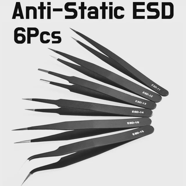 Tweezer - 6 Pcs Anti-static ESD Tweezers