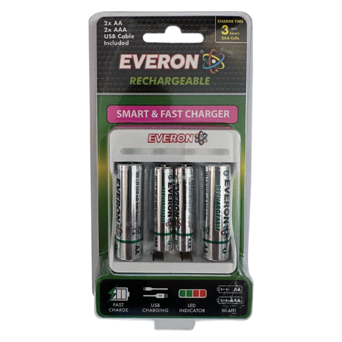 EVERON USB Fast Charger Batteries Included
