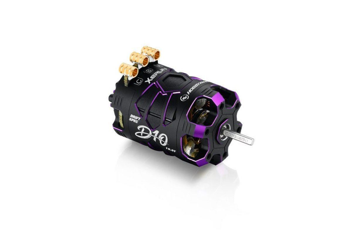 Hobbywing 30401136 XeRun D10-10.5T Drift Spec RC Brushless Motor- Purple