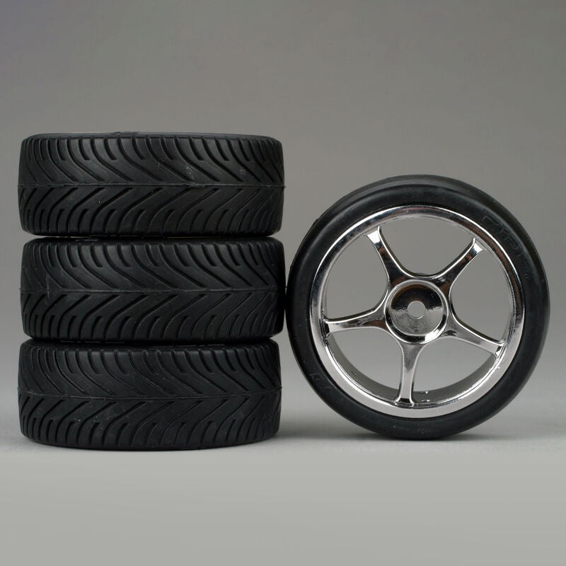 Duratrax 5 Spoke Chrome  Wheel , Radial (4)