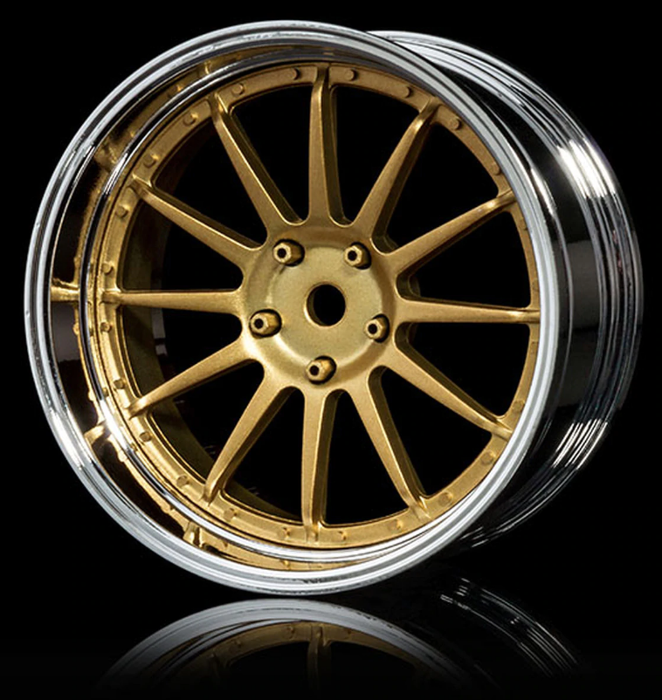 MST 1:10 12 Spoke Gold Wheels O/Set Changeable (4)