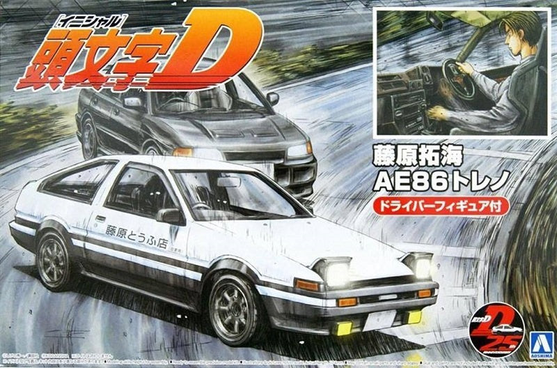 Aoshima 1:24 Toyota AE86 Initial D w/ Takumi figure