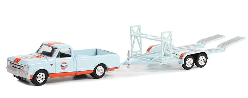 GL 1:64 '68 Chevy C10 Shortbed/Tandem Trailer GULF