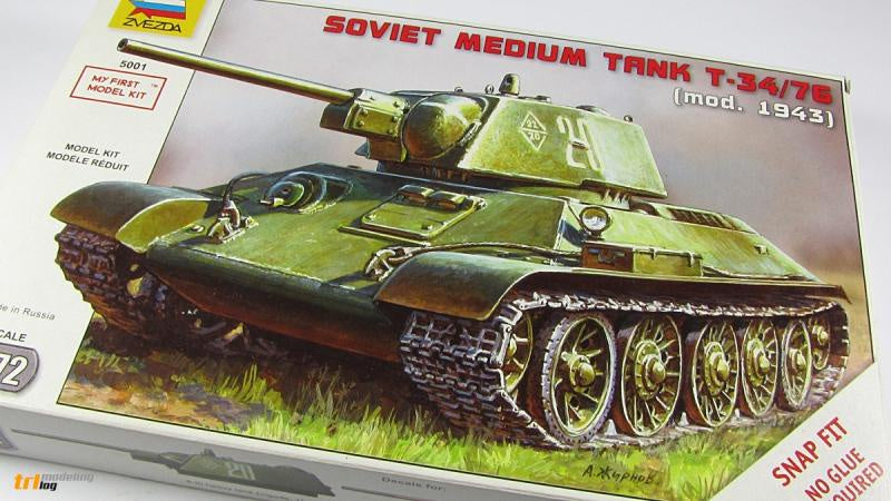 Zvezda 1:72 Soviet Tank T-34 Snap Kit
