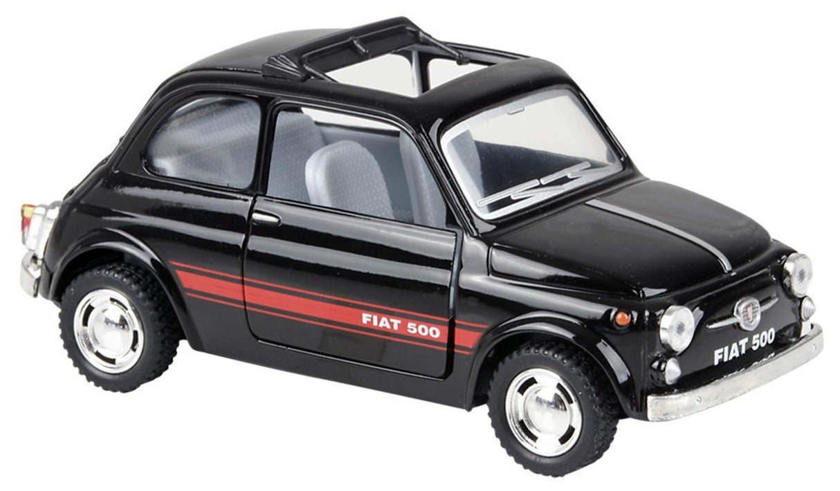 Kinsmart 1:24 Fiat 500 Black W/Red Stipes