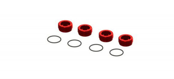 Arrma Alu Front Hub Nut Red (4) W/Orings