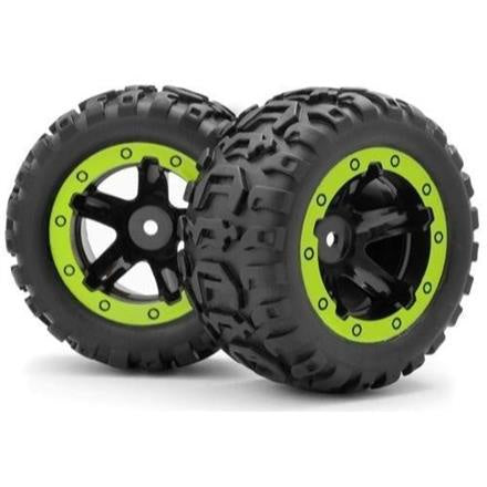 Blackzon SlyderMT Wheels & Tyres Green (1pr)