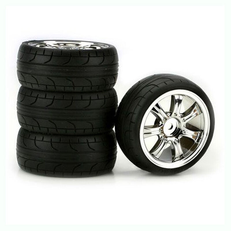 Duratrax 7-Spoke Chrome 2mm Off-Set, ST Radial (4)