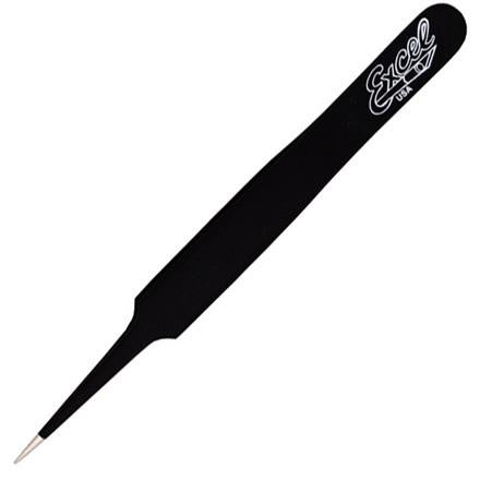 Excel 4.5" Straight Point Tweezer (Black)
