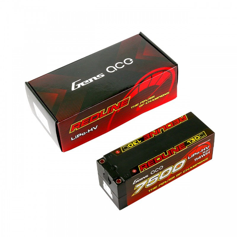 Gens Ace Redline 7500mAh 15.2v 4S HV 130C Hardcase Lipo Battery
