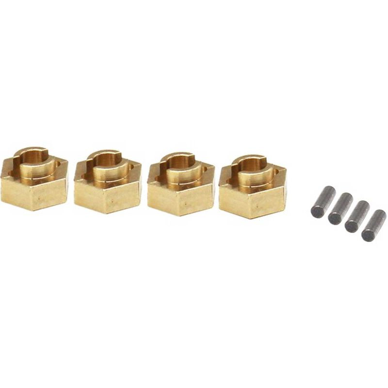 HR Racing SCX24 Brass Stock Wheel Hub 7mm Hex/Pin (4)
