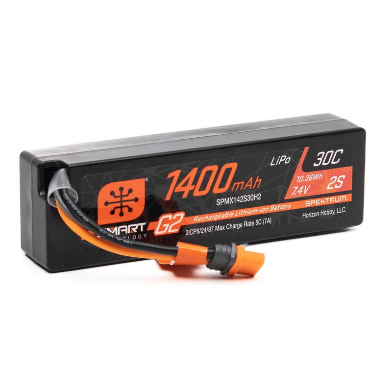 Spektrum 1400mAh 2S 7.4V Smart G2 30C LiPo; IC2 Grom