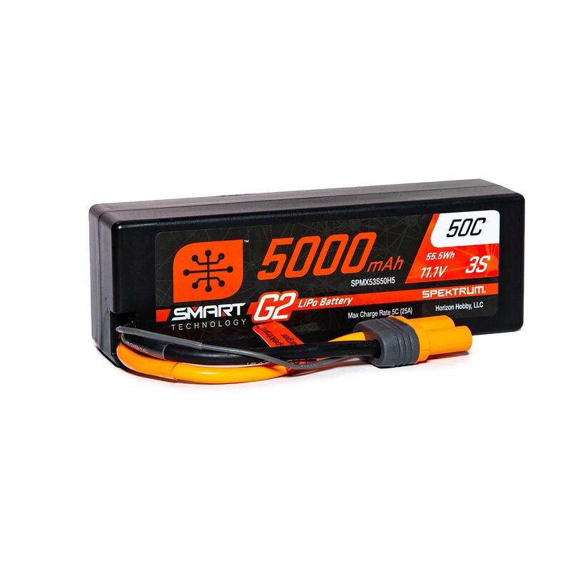 Spektrum 5000mAh 3S 11.1V Smart G2 Lipo 50C IC5 Hard Case